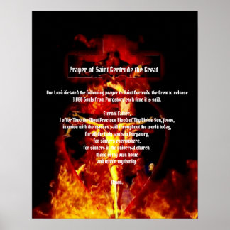 POSTER RUAS. GERTRUDE PRAYER CRUCIFIXION HOLY TRINITY