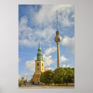 Poster Ruas. Igreja de Maria, Berlim, Alemanha, Fernsehtu