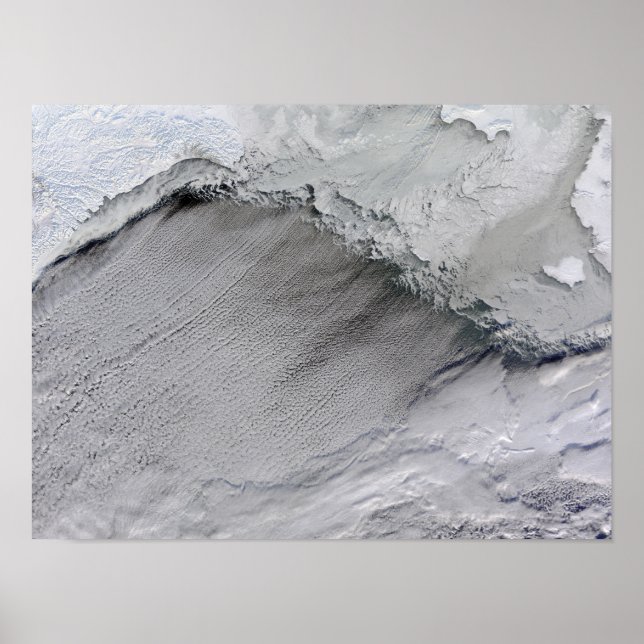 Pôster Ruas marítimas de gelo e nuvens no Mar de Bering (Frente)