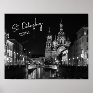 Poster Ruas: Petersburgo Rússia - Fotografia Negra e Bran