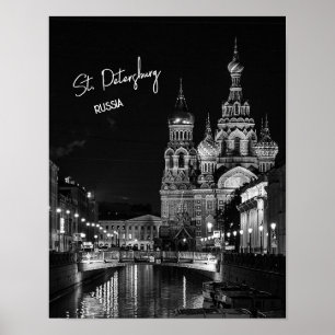 Poster Ruas: Petersburgo Rússia - Fotografia Negra e Bran