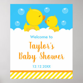Poster Rubber Ducky Yellow e Blue Chá de fraldas Welcome