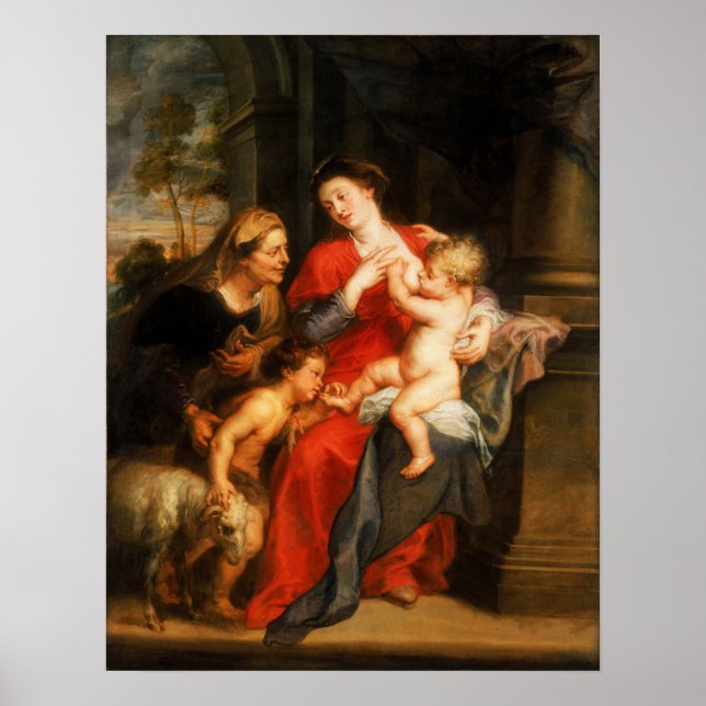 Poster Rubens - Virgem e Menino Com Sts Isabel e João (Frente)