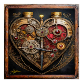 Pôster Rubis e Engrenagens Steampunk Coração Sombrio