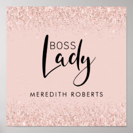 Poster Rubor Dourado Rosa Glitter Mulher Chefe Personaliz