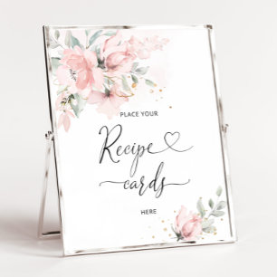 Poster Rubor floral coloque seus cartões de receita aqui