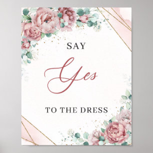 Poster Rubor floral dourado Sinal de jogo "Say Yes to the