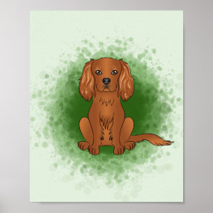 Poster Ruby Cavalier King Charles Spaniel Dog Em Verde