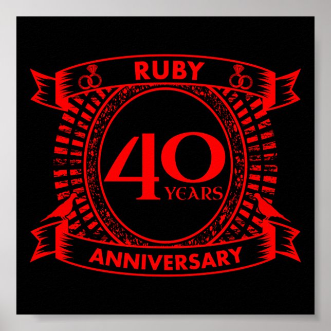 Poster ruby crest, 40º aniversário de casamento (Frente)