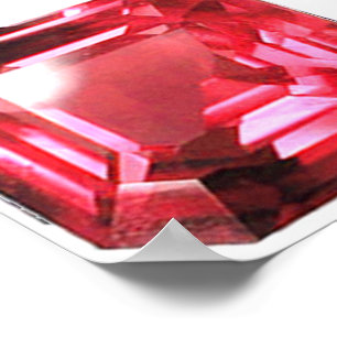 Poster Ruby Gemstone em forma de Octagon julho Birthstone