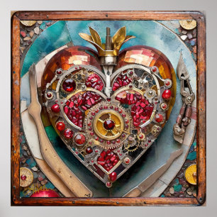 Poster Ruby Pomegranate Heart Steampunk