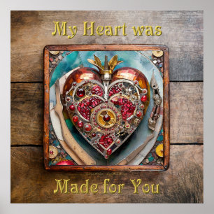 Poster Ruby Pomegranate Heart Steampunk