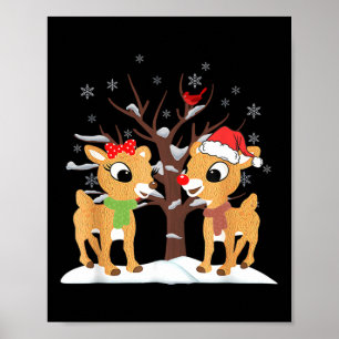 Poster Rudolph E Clarice Crianças De Natal Meninas Tee Re