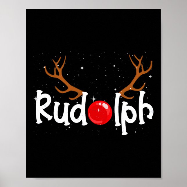 Poster Rudolph Nariz Vermelho Rena de Natal Diversão  (Frente)