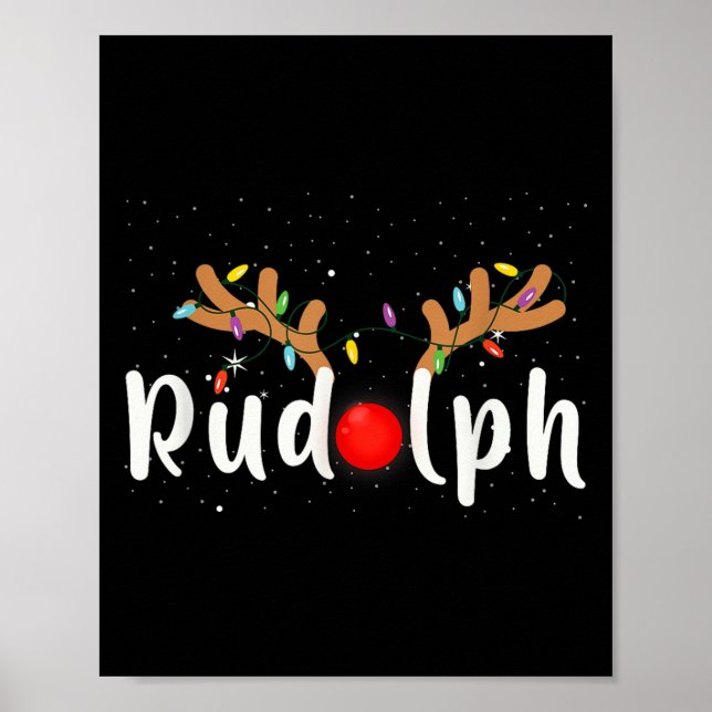 Poster Rudolph Red Nose Funny Kids Reindeer Christmas Lig (Frente)