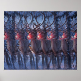 Poster Rudolph Reindeer 3D Stereogram Christmas Scene 