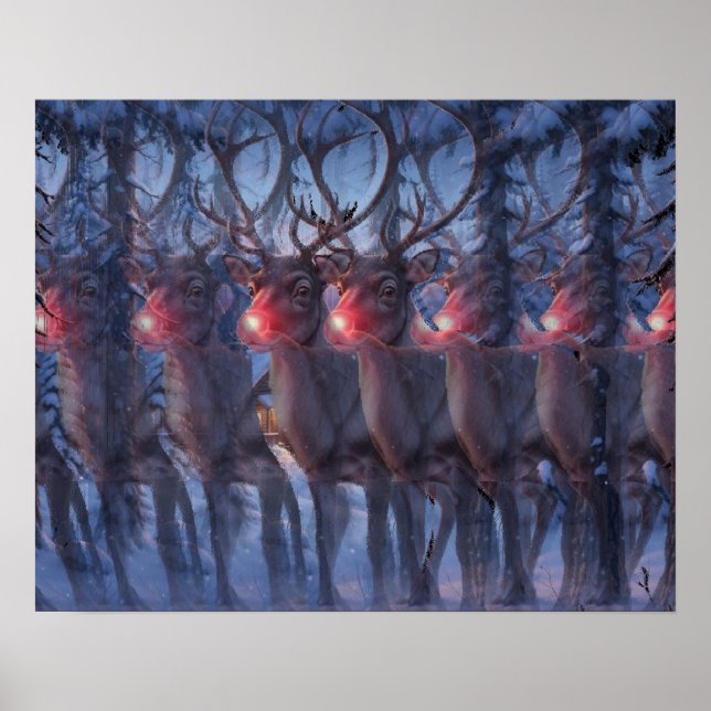 Poster Rudolph Reindeer 3D Stereogram Christmas Scene  (Frente)