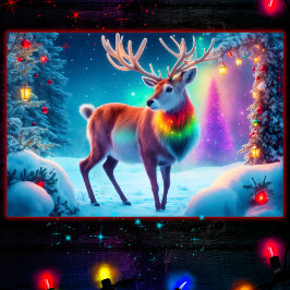 Poster Rudolph veer mágica colorida da neve da floresta d