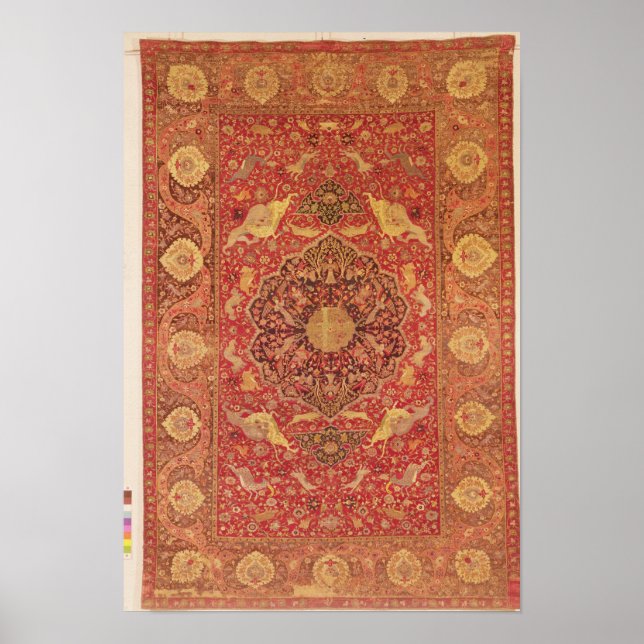 Pôster Rug decorado com cenas de animais de combate (Frente)