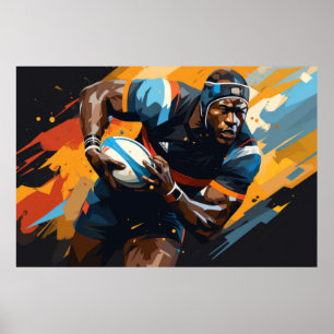 Poster Rugby Action Sport Painting Abstrato Art Decor
