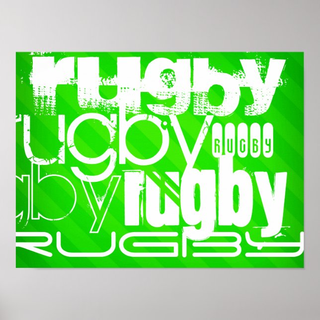 Pôster Rugby; Neon Green Stripes (Frente)