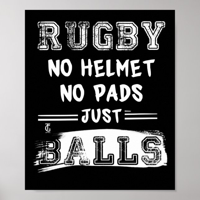 Poster Rugby No Helmet No Pads Just Balls Sports Players (Frente)