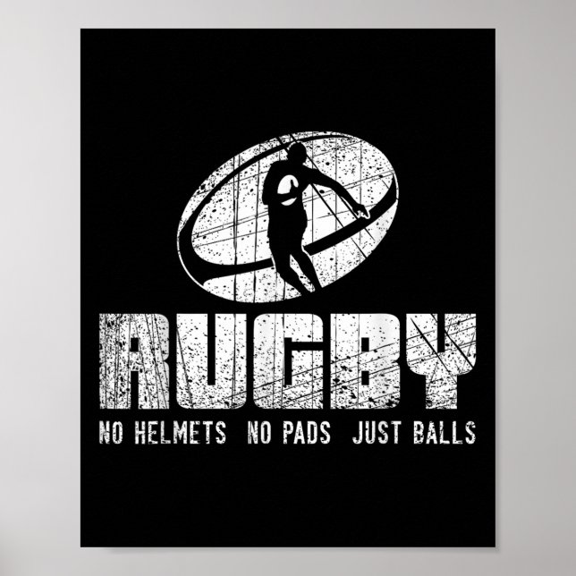 Poster Rugby No Helmet No Pads Just Shirt - Funny Rugby Q (Frente)