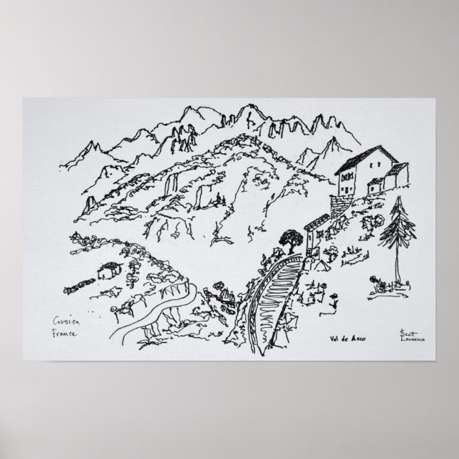 Pôster Rugged Val d'Asco | Córsega, França (Frente)