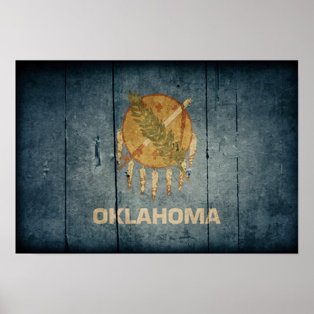 Poster Rugged Wood Oklahoma Flag (Frente)