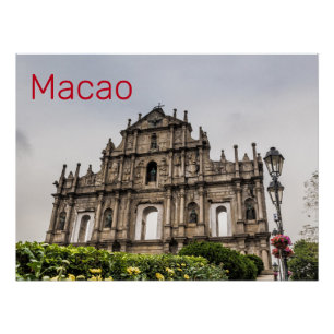 Pôster Ruína Macau da Rua. Igreja de Paul China Souvenir