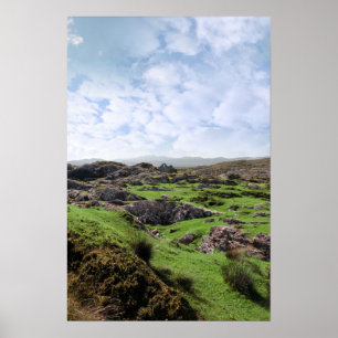 Pôster ruína na paisagem rochosa irlandesa