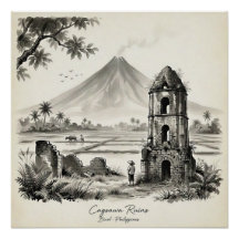 Ruínas de Cagsawa & Vulcão Mayon Filipinas