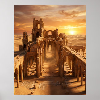 Poster Ruínas do Palácio do Deserto ao Pôr do Sol