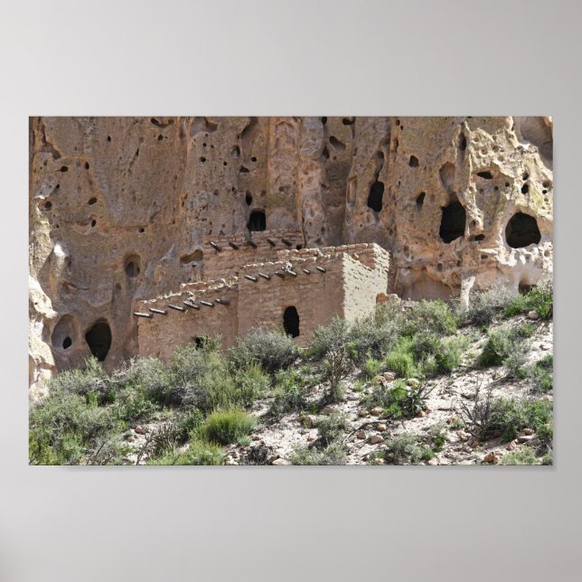 Poster Ruínas Pueblo no Monumento Nacional de Bandelier,  (Frente)