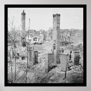 Pôster Ruínas queimadas das chaminés em Richmond 1865