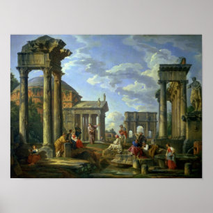 Pôster Ruínas romanas com um profeta, 1751