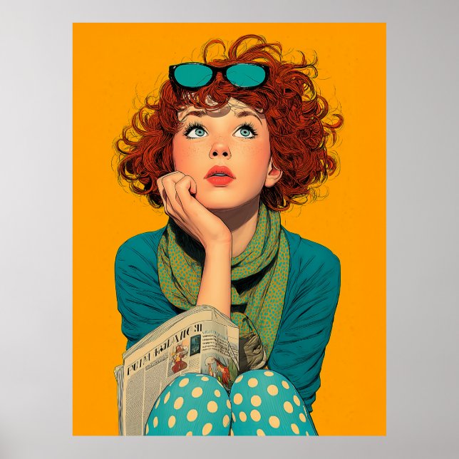 Poster Ruiva Whimsical nas Bolinhas (Frente)