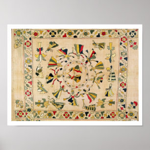 Pôster Rumal: cobrir quadrado do bordado que mostra o