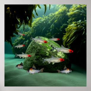 Poster Rummynose Tetras Corydoras Aquarium Fish