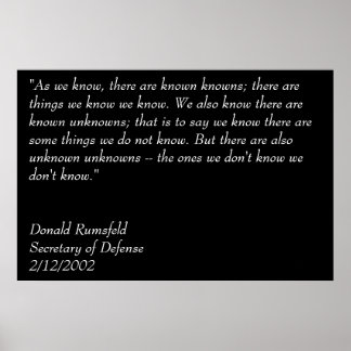 Poster Rumsfeld's Known Knowns