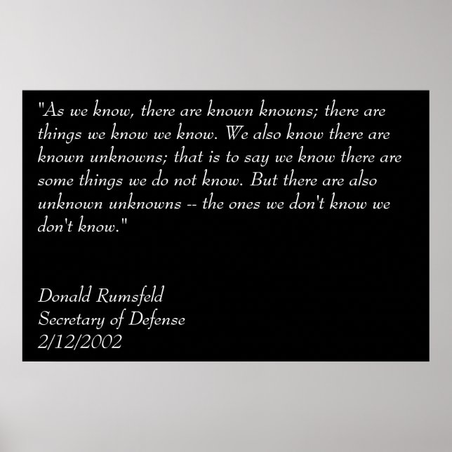 Poster Rumsfeld's Known Knowns (Frente)