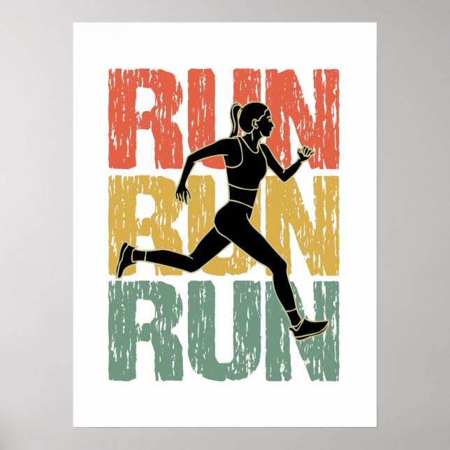 Poster Run Run Run - Vintage Runner Girl (Frente)