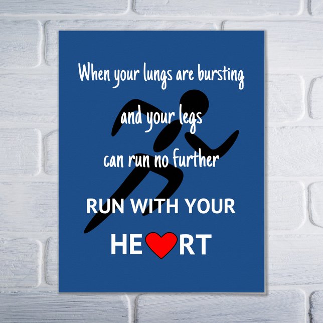 Pôster Runner motivational quote sport (White on navy background)