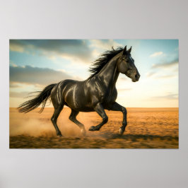 Poster Running Black Stallion