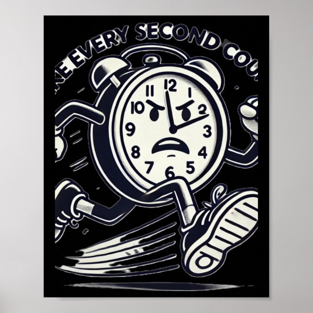 Poster Running Clock Make Every Second Count Sticker  (Frente)