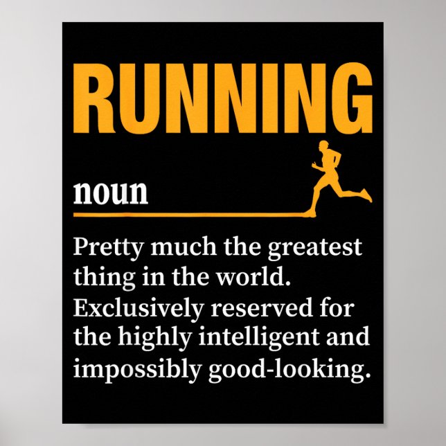 Poster Running Definition Humor Marathon Funny Athlete Ru (Frente)
