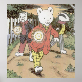 Poster Rupert Bear Bill Badger e Algy Pug