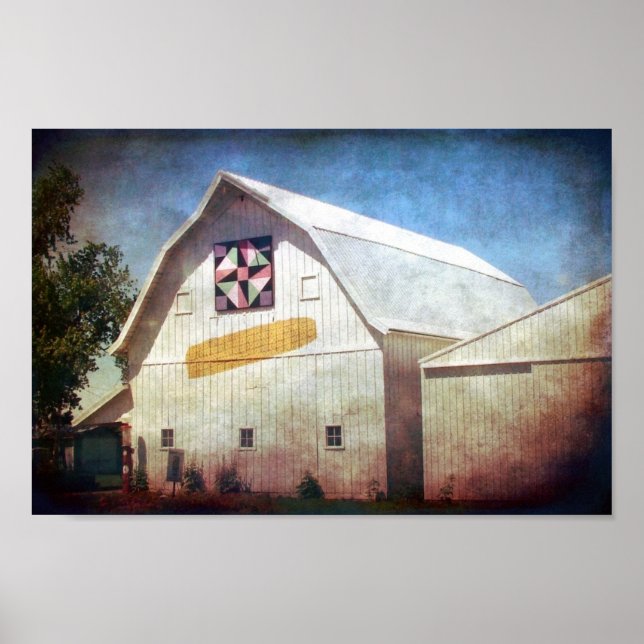 Poster Rural Iowa Barn Corn and Quilt (Frente)