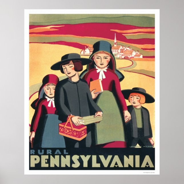 Pôster Rural Pennsylvania Amish 1939 WPA (Frente)