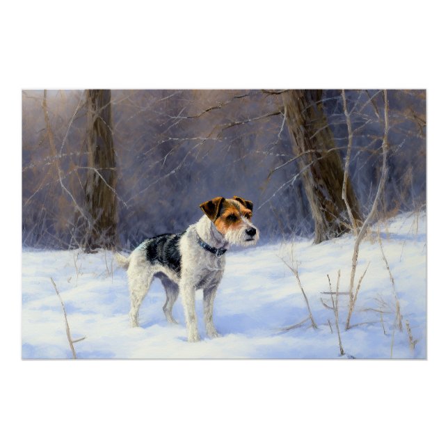 Pôster Russell Terrier Deixe Nevar Natal (Frente)